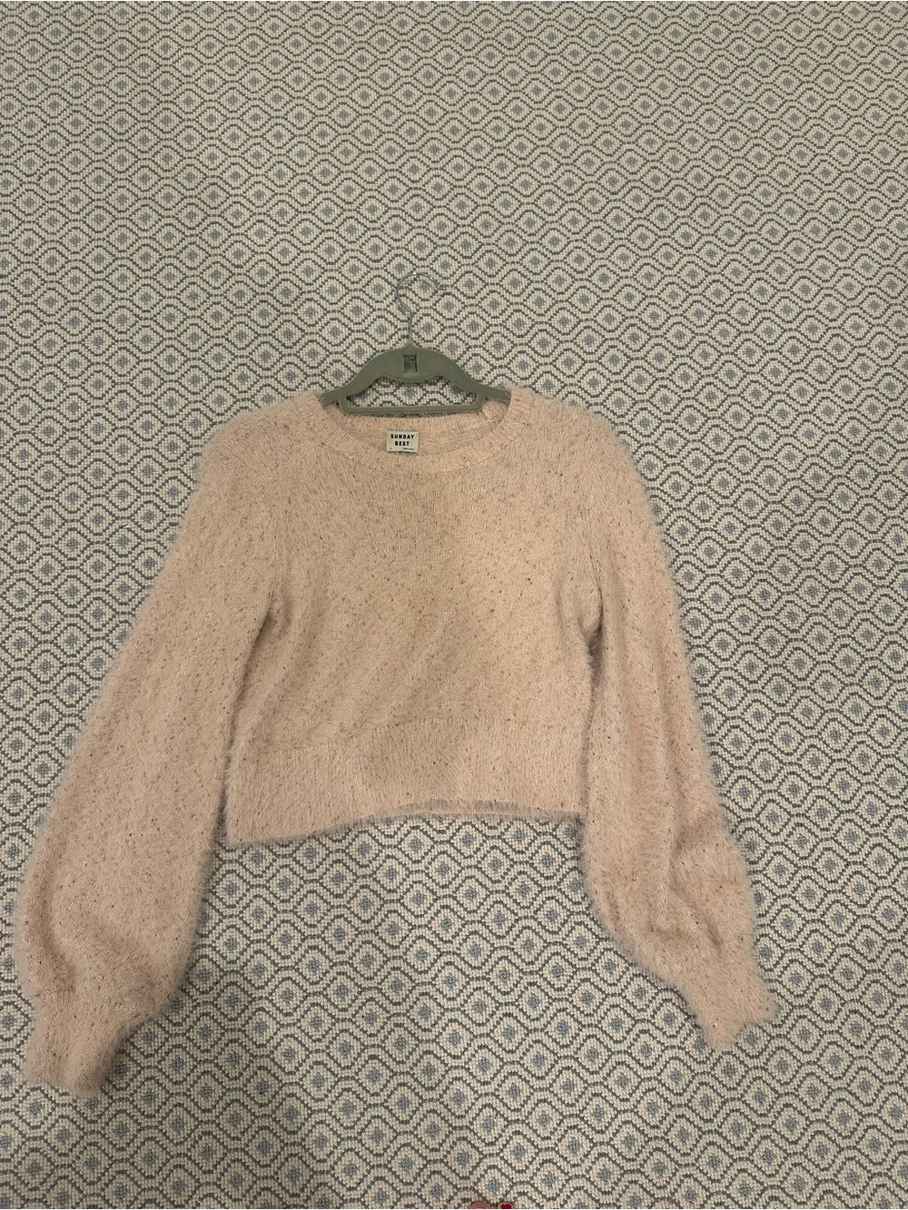 Aritzia Blush Pink Fuzzy Cropped Sweater